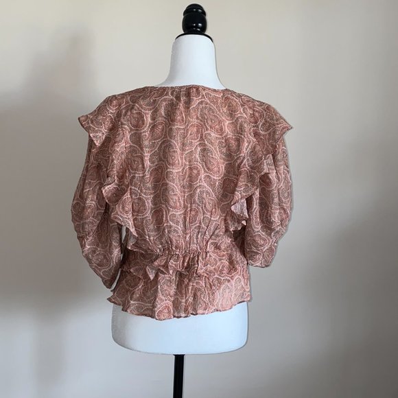 The Kooples Frilled Paisley-print  Silk Blend Woven Top PIN01 - Picture 8 of 8